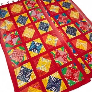 Colorful Patchwork Quilt curtains - vintage homemade